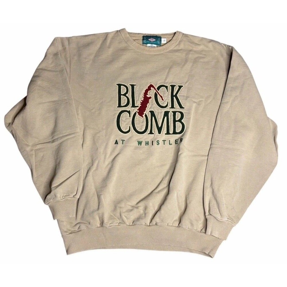 Vintage Black Comb Ski Mountain Whistler Crewneck Sweatshirt Embroidered Size XL